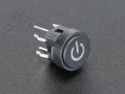 Micro switch push button (make contact) with illuminated 'power' symbol blu